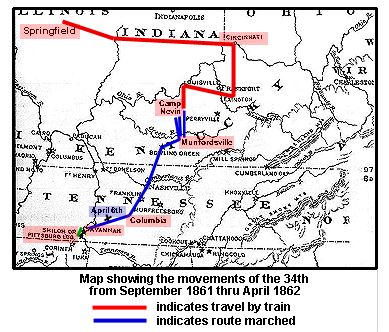 map of 34th's movements
